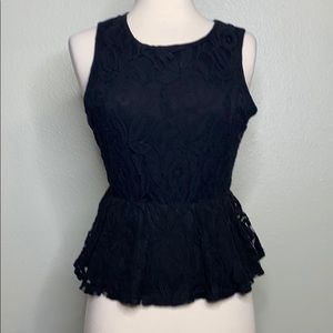 Forever 21 Black Lace Lined Peplum Top